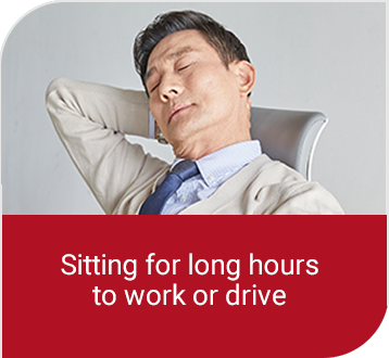 Sitting for long hours to work or drive